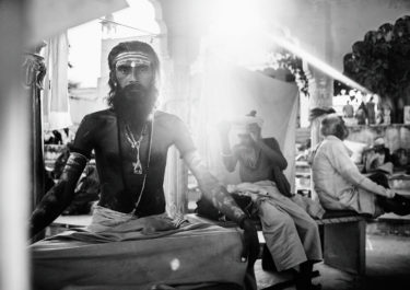 Black and white portrait of an Indian Yogi
