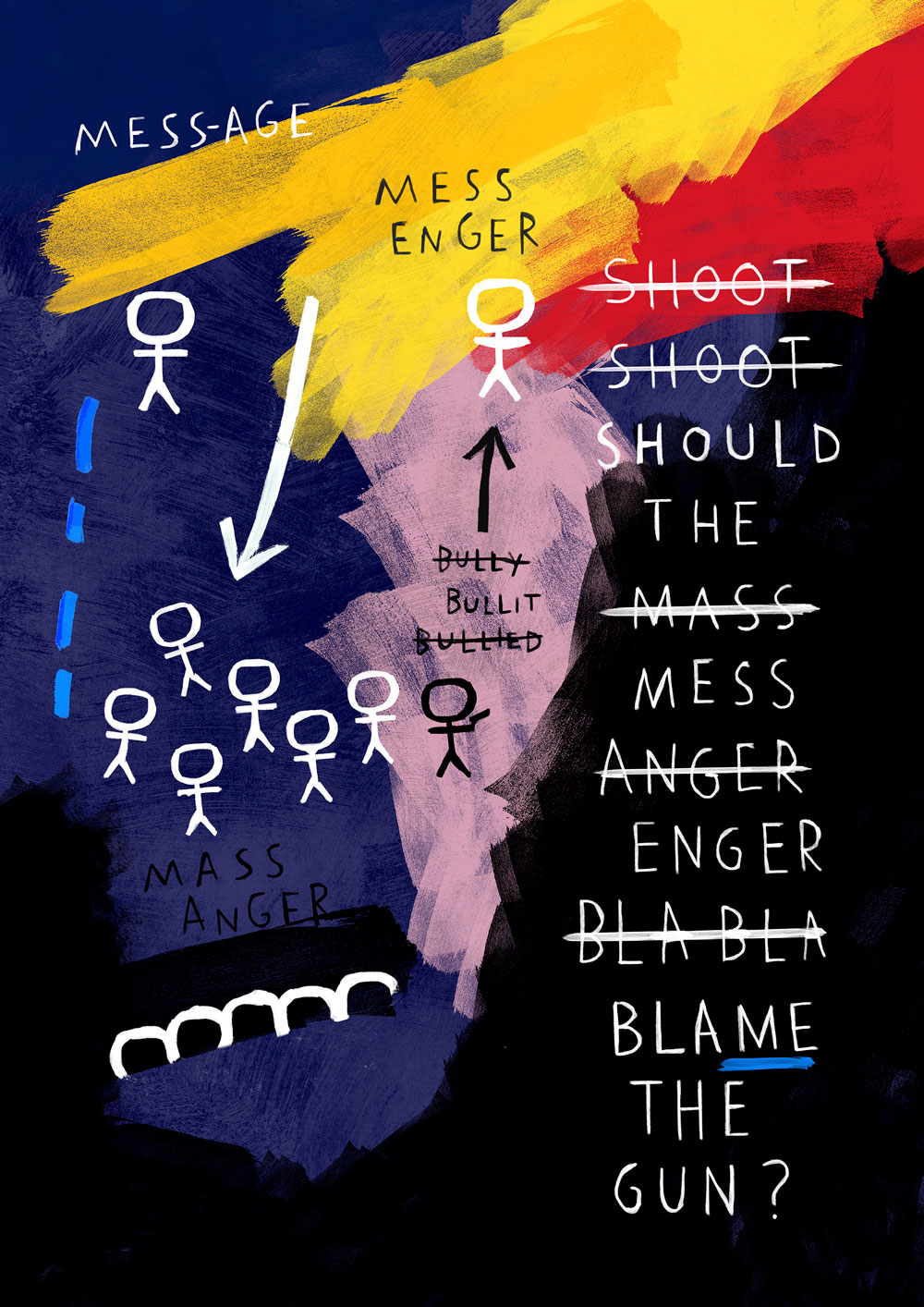 A mixed-media artwork with the title 'Mess Age'