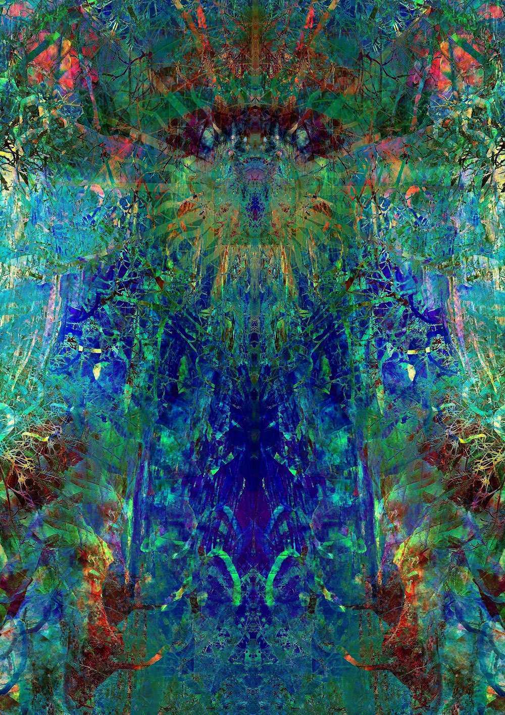 Digital artwork with the title 'Dimensions of Consciousness'. A creative photographic collage, combined with acryl paint