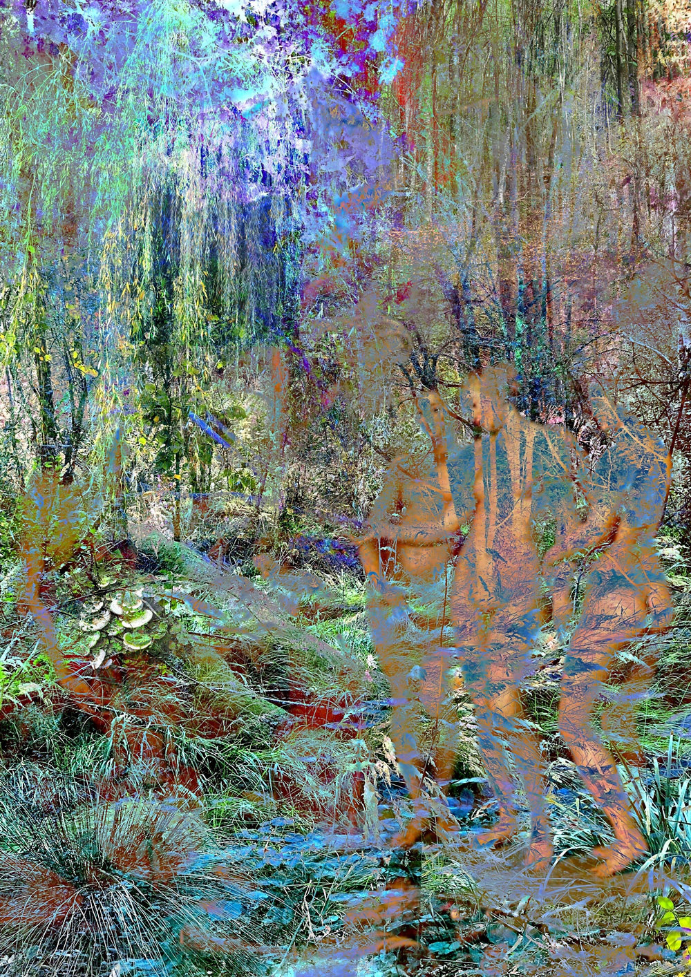 Digital artwork with the title 'Seekers' - a creative photographic collage, combined with acryl paint