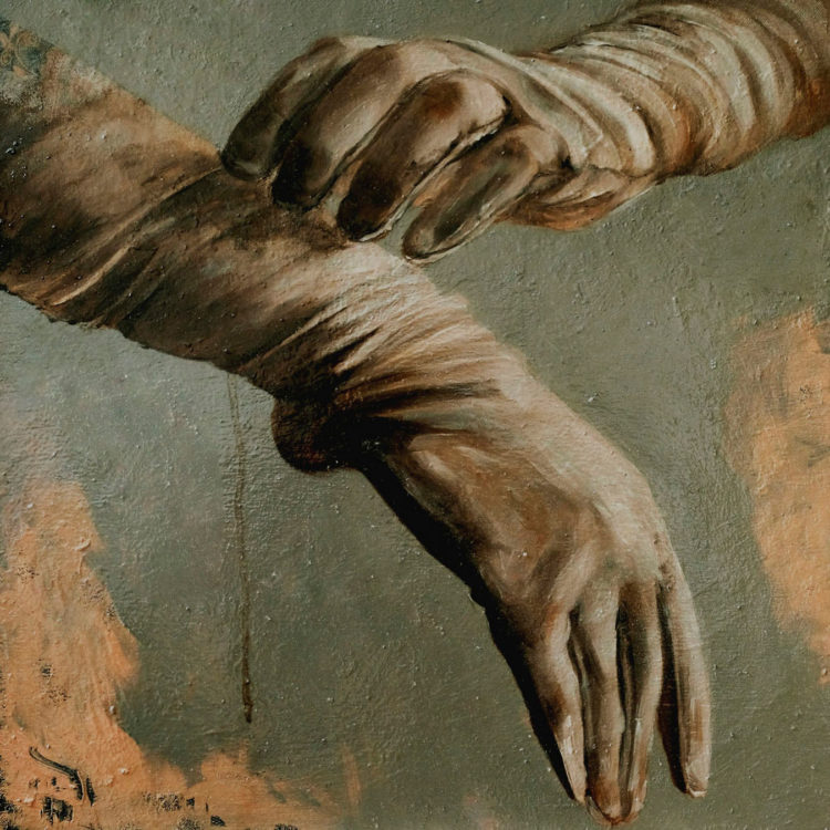 white gloves oil painting -