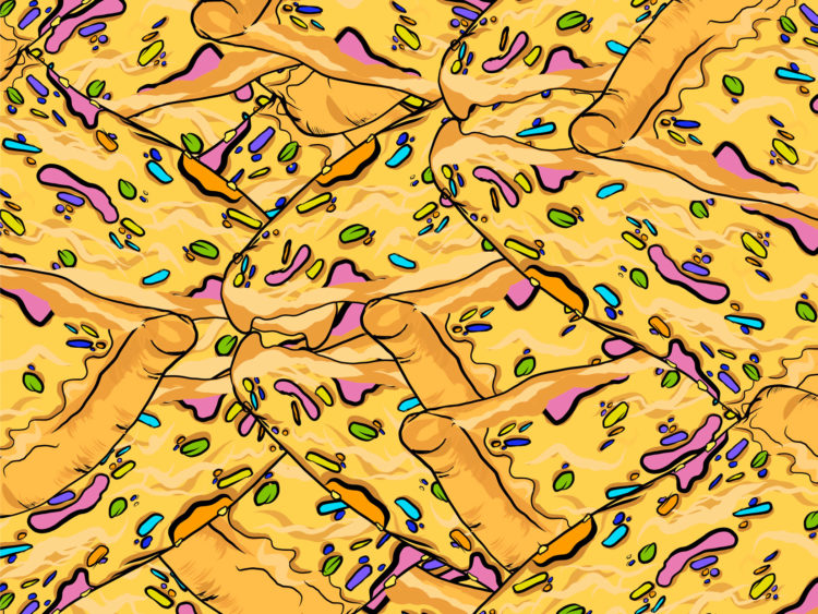 Pizza - Juna Lawrence - Brainoon - Friendmade.fm - digitale food art zeichnung von pizzastücken- pop art inspiriert