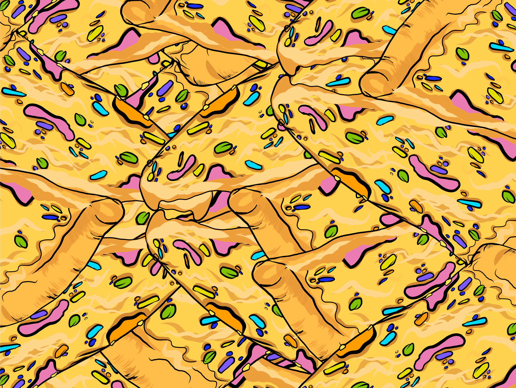 Pizza - Juna Lawrence - Brainoon - Friendmade.fm - digital food art illustration of pizza slices- pop art inspired